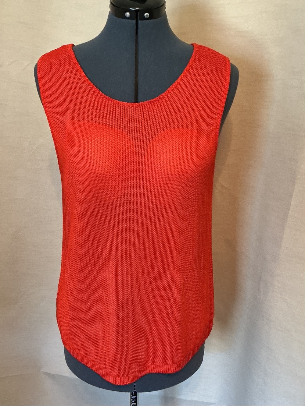 VINTAGE Women's Dark Orange Knit Sleeveless Tank Top